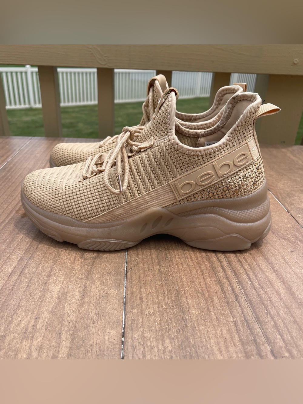 BeBe Sport Women's Analia Beaded Mesh Sporty Tennis Shoes Sneakers Size 8